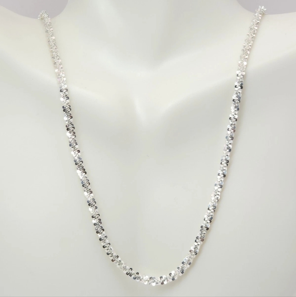 Signed Milor 950 Ultrafine Silver Necklace 24" Popcorn Chain Lobster Clasp 14g